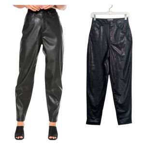 Juicy Couture Woman Rodeo Barrel High Rise Ankle Black Faux Leather Pants 25/XS